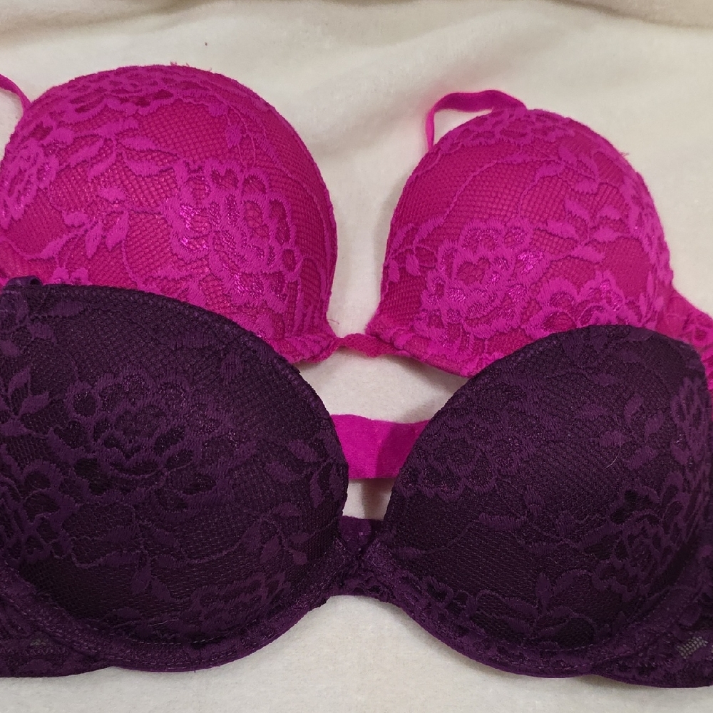 La SENZA Lace Bra Set - Pink and Purple REMIX PUSHUP 32B